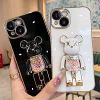 Black KAWS Folding Stand Holder Case for iPhone 11/12/13/14 Series
