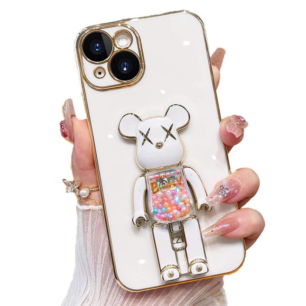 White KAWS Folding Stand Holder Case for iPhone 11/12/13/14 Series