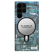 Blue color Futuristic Circuit Magsafe Case for Samsung S23 Ultra
