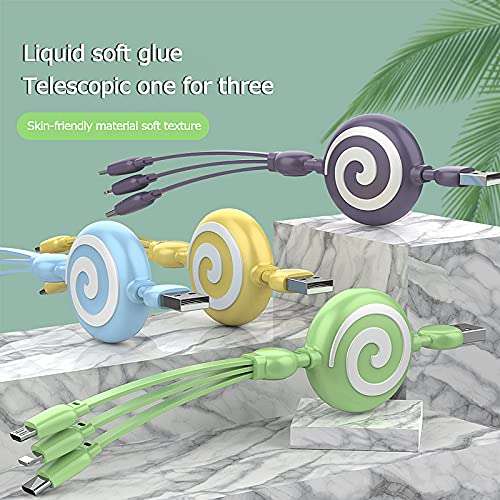 3 in 1 Retractable Lollypop Charging Multi Port - Blue