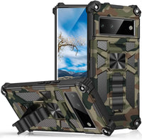Army Green Camouflage Design Rugged with Kickstand Case for Google Pixel 6A