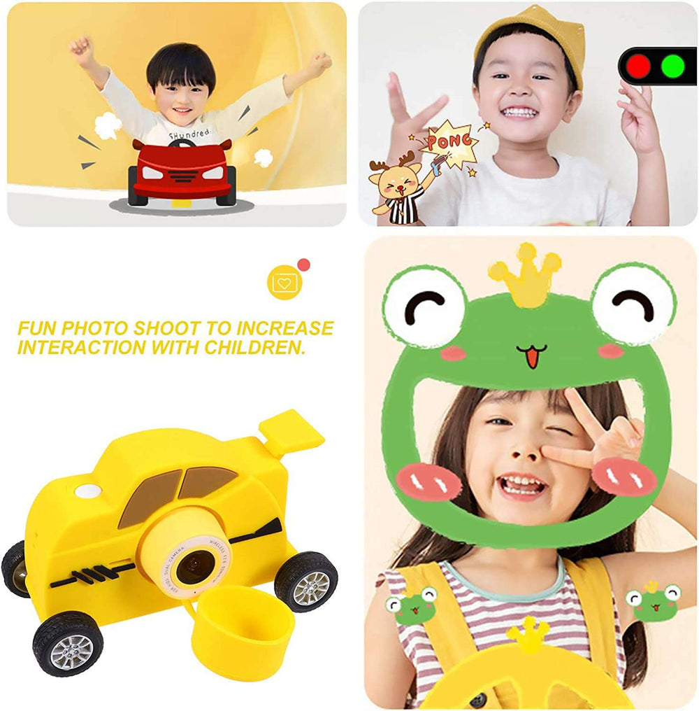 Yellow Cartoon Car Vehicle Shaped Digital Kids Camera