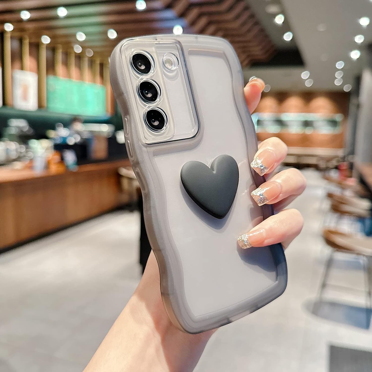 3D Love Heart Case for Samsung S22Ultra/S23 Ultra & S21FE - Black