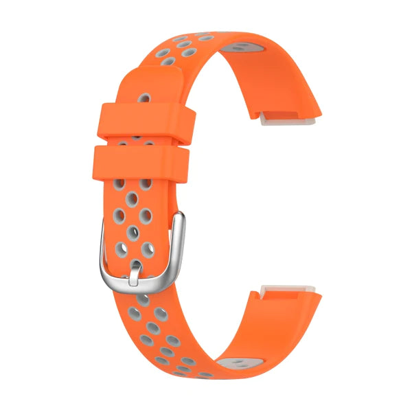 Orange+Grey Two-color Silicone Watch Band for Fitbit Luxe