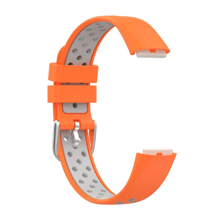 Orange+Grey Two-color Silicone Watch Band for Fitbit Luxe