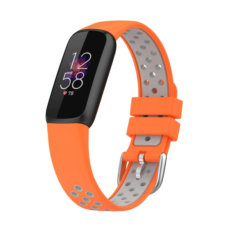 Orange+Grey Two-color Silicone Watch Band for Fitbit Luxe