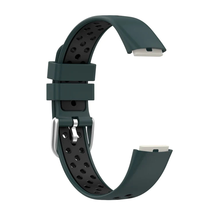 Olive Green+Black Two-color Silicone Watch Band for Fitbit Luxe