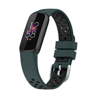 Olive Green+Black Two-color Silicone Watch Band for Fitbit Luxe