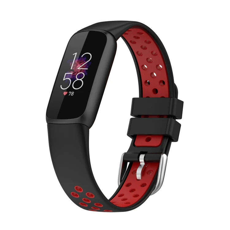 Black+Red Two-color Silicone Watch Band for Fitbit Luxe