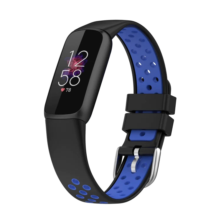 Black+Blue Two-color Silicone Watch Band for Fitbit Luxe