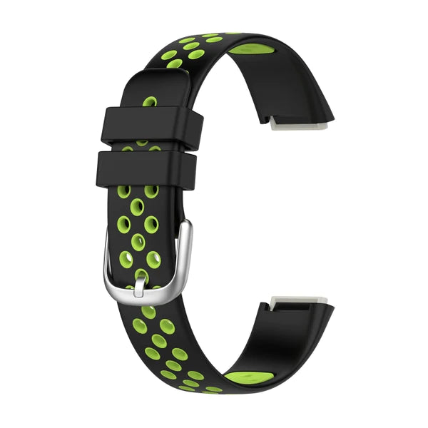 Black+Lime Green Two-color Silicone Watch Band for Fitbit Luxe