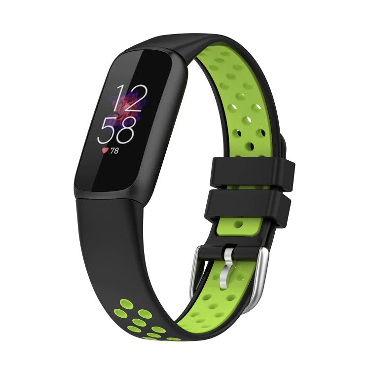 Black+Lime Green Two-color Silicone Watch Band for Fitbit Luxe