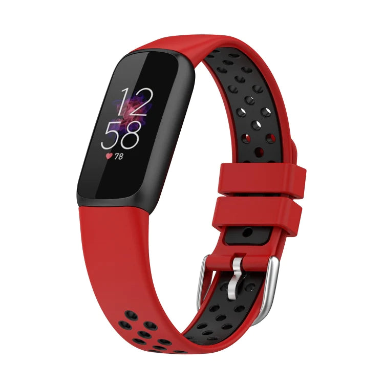 Red+Black Two-color Silicone Watch Band for Fitbit Luxe