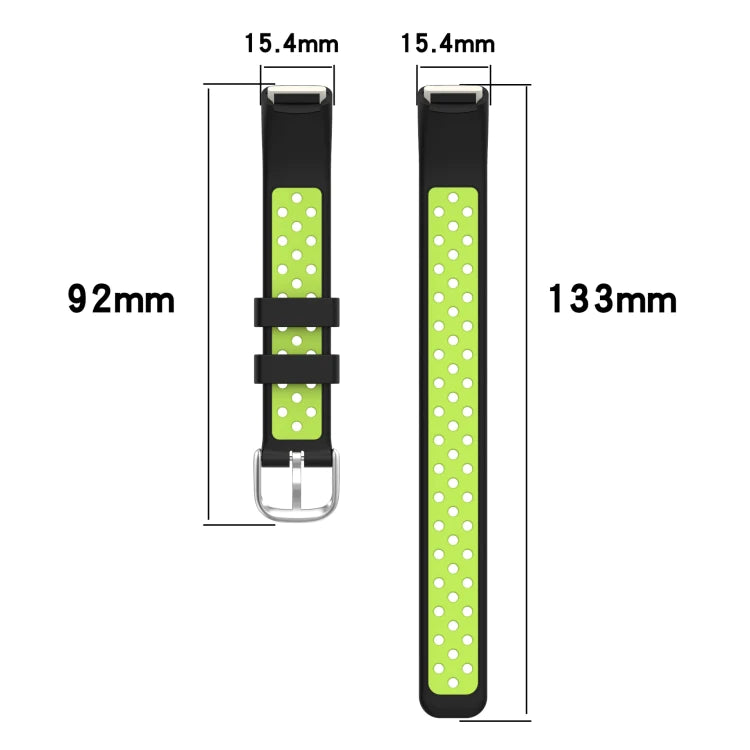 Black+Lime Green Two-color Silicone Watch Band for Fitbit Luxe