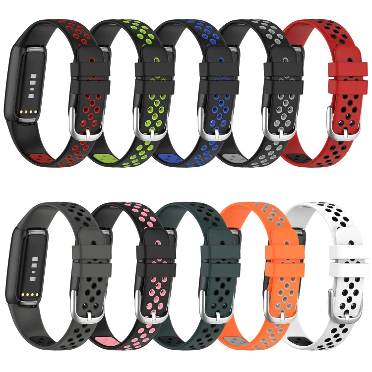 Orange+Grey Two-color Silicone Watch Band for Fitbit Luxe