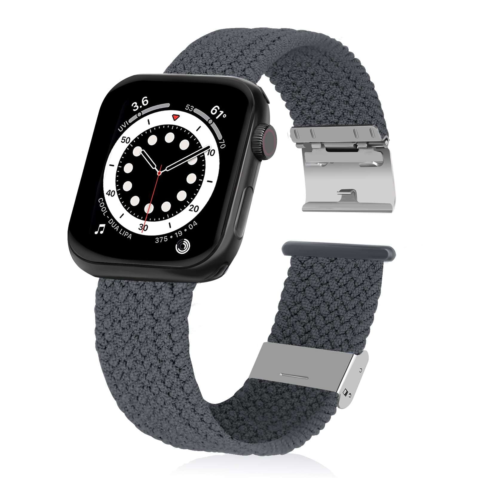 38/40/41 MM Dark Grey Adjustable Nylon Braided Loop Strap for Apple Watches