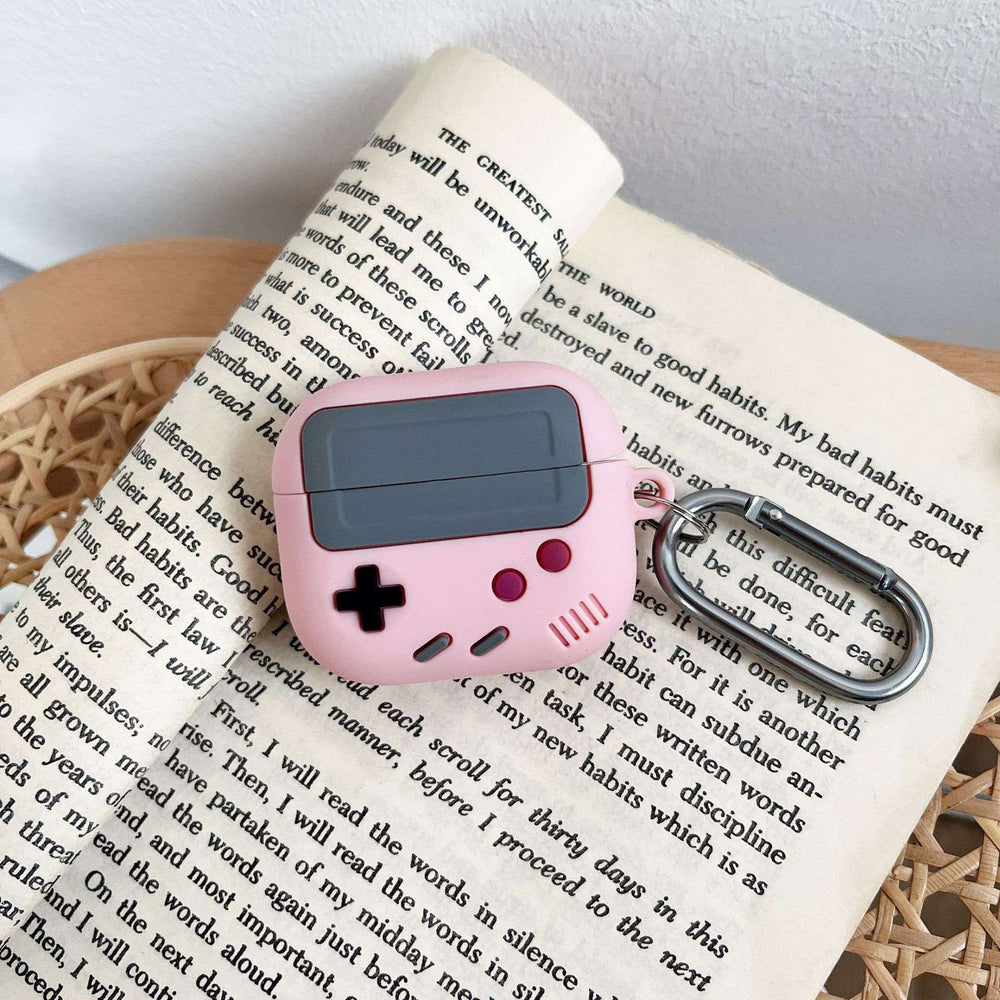 Pink Game Console Design Case with Keychain for Apple Air Pods 3