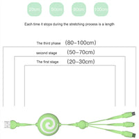 3 in 1 Retractable Lollypop Charging Multi Port - Blue