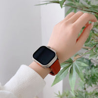 42/44/45/49 MM Pink Genuine Leather Folding Buckle Bands for Apple Watches