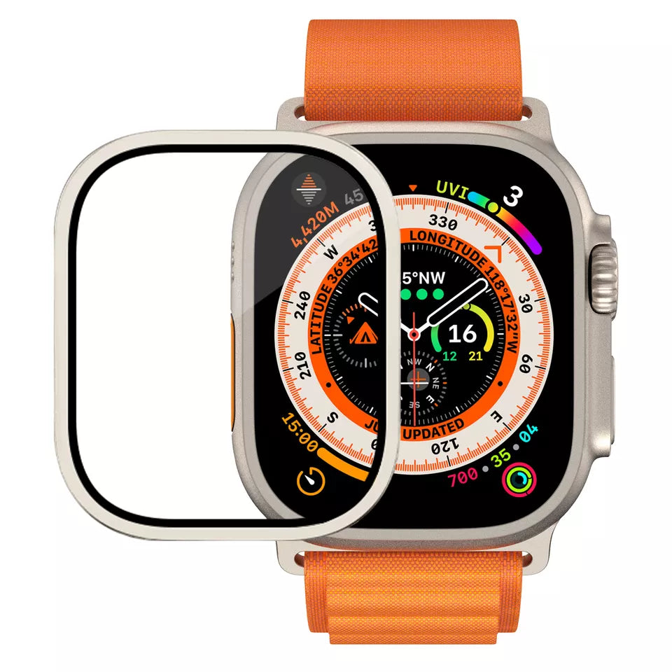 Alloy Metal Frame with Screen protector Glass for Apple Watch Ultra 49mm