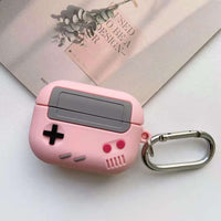 Pink Game Console Design Case with Keychain for Apple Air Pods Pro
