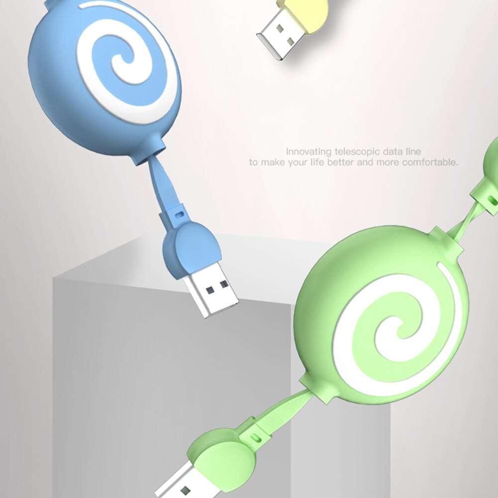 3 in 1 Retractable Lollypop Charging Multi Port - Green