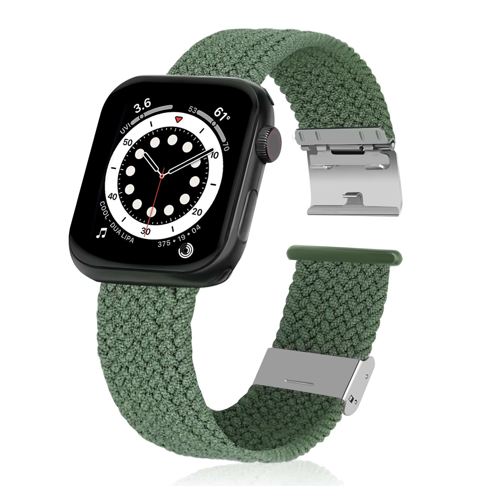 38/40/41 MM Green Adjustable Nylon Braided Loop Strap for Apple Watches