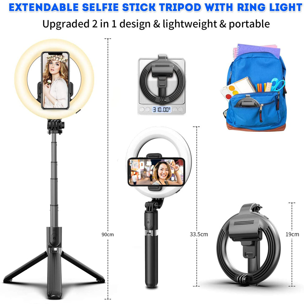 Portable Rechargeable 16 cm LED Selfie Ring Light with Tripod Stand for Mobile Phone