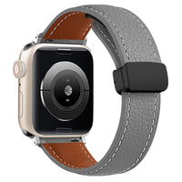 38/40/41 MM Grey Genuine Leather Folding Buckle Bands for Apple Watches