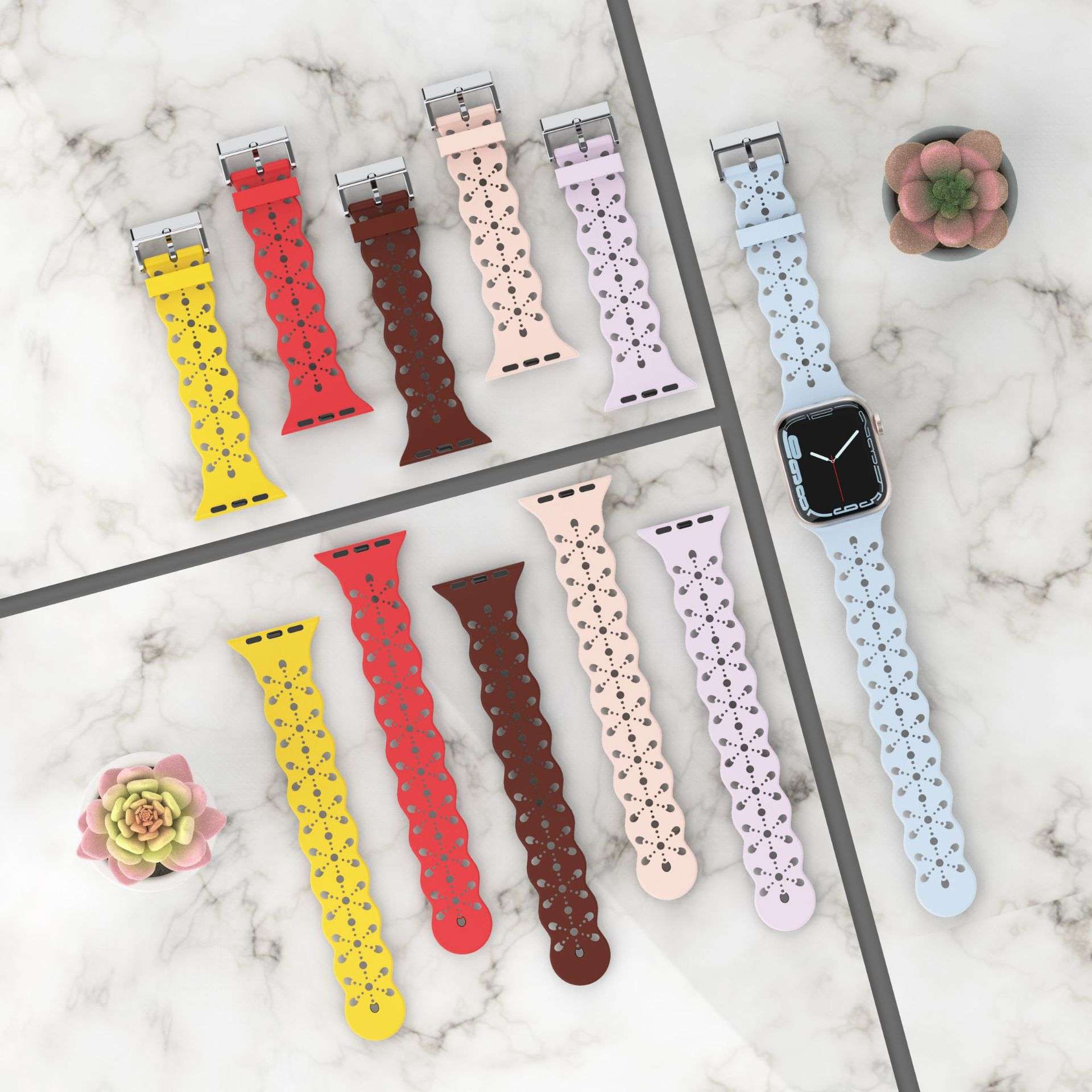 38/40/41 MM Lavendar Feminine Lace Silicone Band for Apple Watches