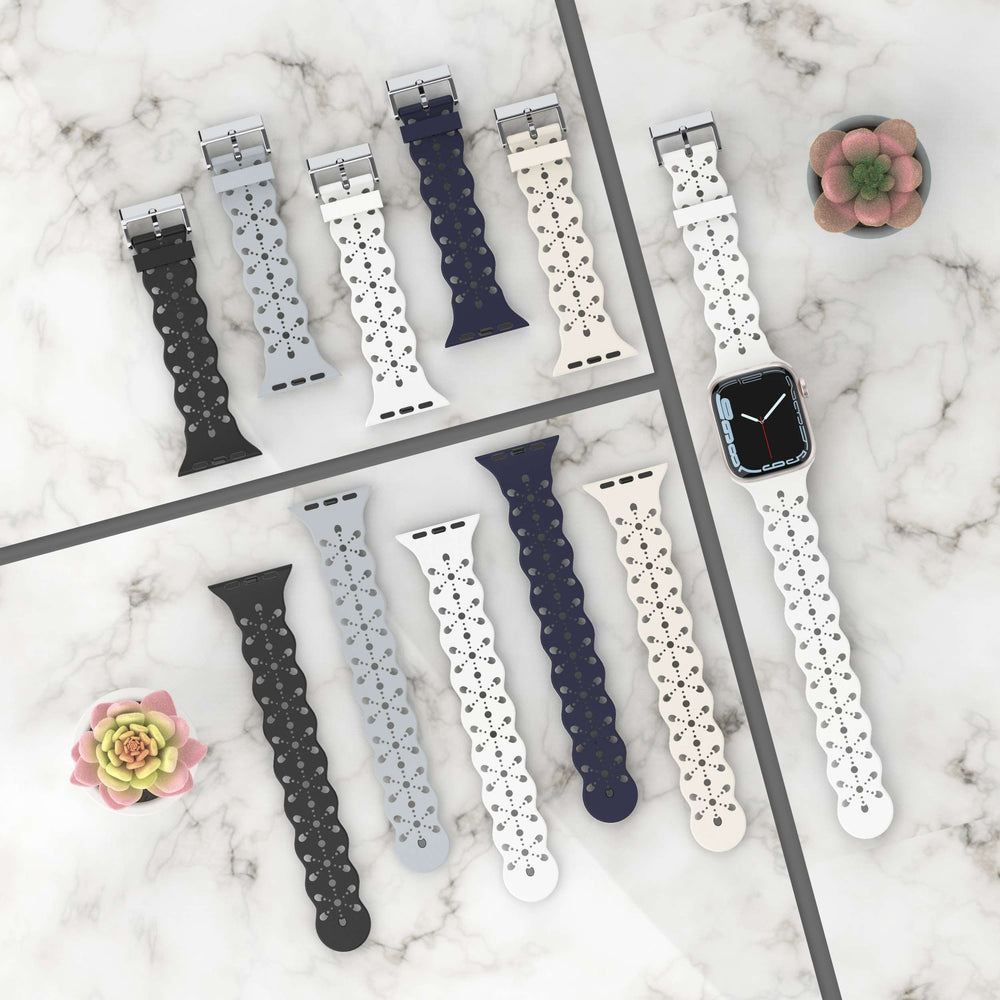 38/40/41 MM Lavendar Feminine Lace Silicone Band for Apple Watches