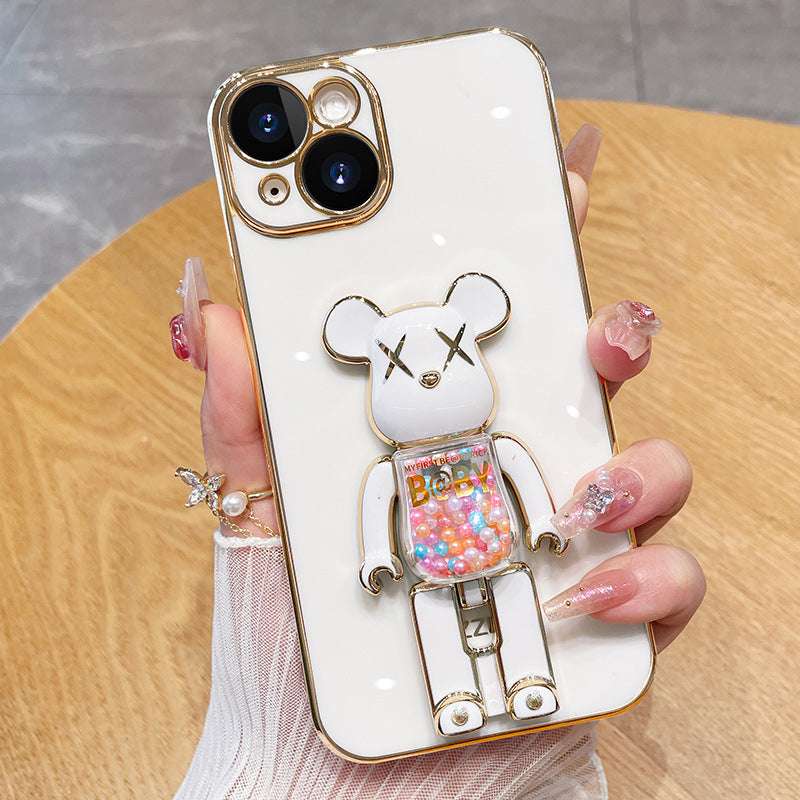 White KAWS Folding Stand Holder Case for iPhone 11/12/13/14 Series