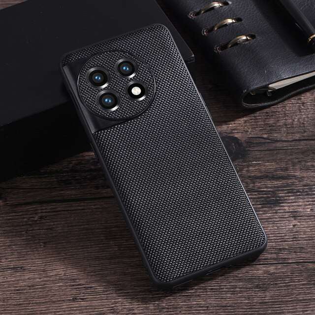 Black Slim Hybrid Matte Nylon Cloth Case Cover for OnePlus 11R