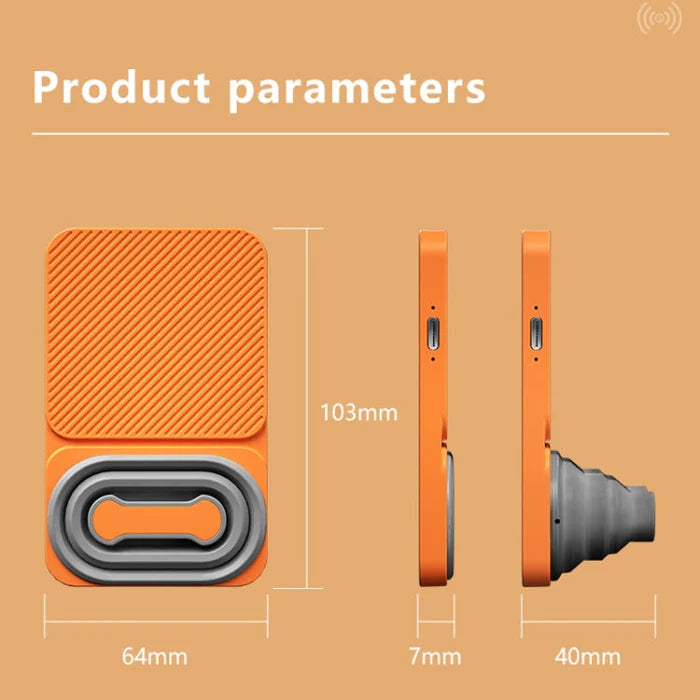 Orange 15W Foldable Magnetic <br> Wireless Charger Stand