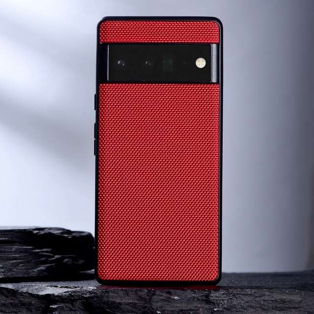 Red Slim Hybrid Matte Nylon Cloth Case Cover for Google Pixel 7 Pro