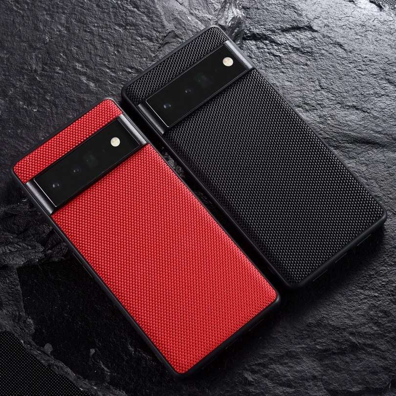 Red Slim Hybrid Matte Nylon Cloth Case Cover for Google Pixel 7 Pro