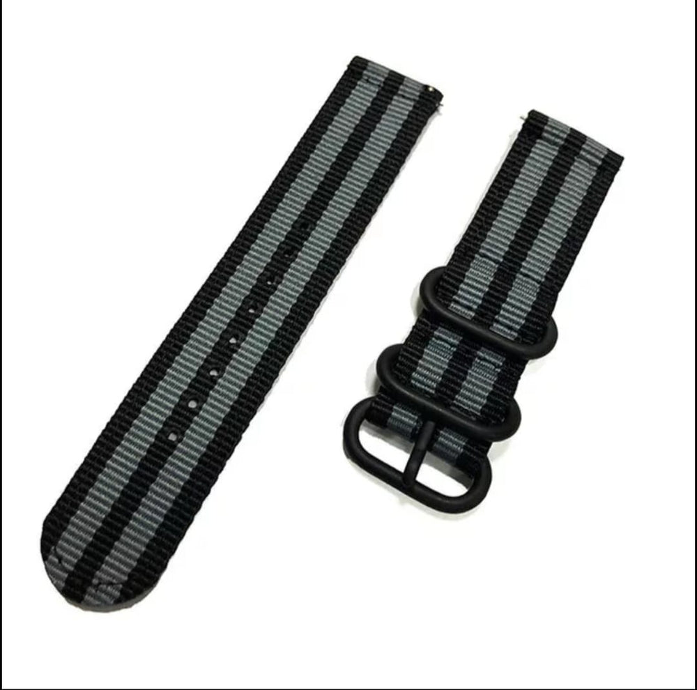 Nylon Sport Loop Zulu Band for 22 MM(Black with Grey)