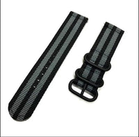 Nylon Sport Loop Zulu Band for 22 MM(Black with Grey)