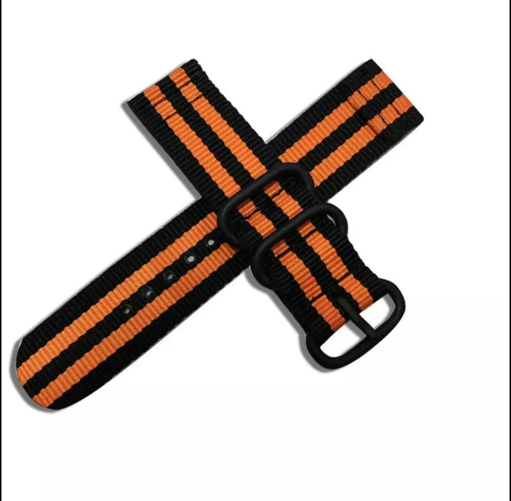 Nylon Sport Loop Zulu Band for 20 MM(Black with Orange)