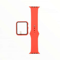 41 MM Red Silicone Watch Band with Case Protector