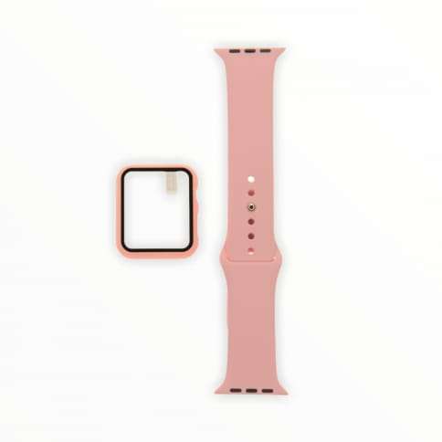 42 MM Pink Silicone Watch Band with Case Protector
