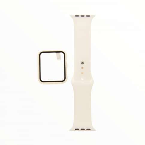 White Silicone Watch Band Case Protector Cover Strap - 38 MM