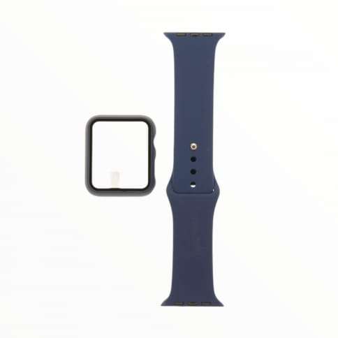 38 MM Midnight Blue Silicone Watch Band with Case Protector