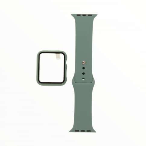 38 MM Pine Green Silicone Watch Band with Case Protector