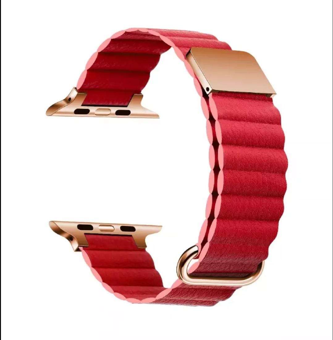 Ultra Luxury Leather Magnetic Band - 42/44/45 MM - Red