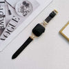38/40/41 MM Stainless Steel D Buckle Black with Gold Leather Strap for Apple Watches