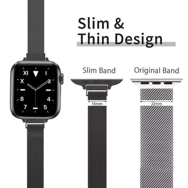 38/40/41MM Black Slim Metal Bands for Apple Watches