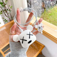 White Kaws Silicone cartoon charger protective case for iphone