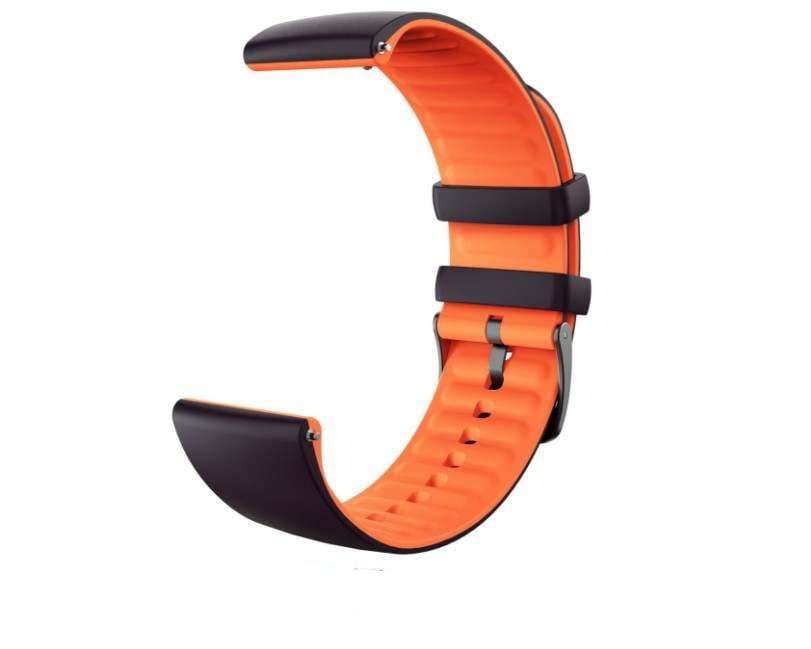 22MM - Black/Orange Dual Two Color Silicon Watch Band