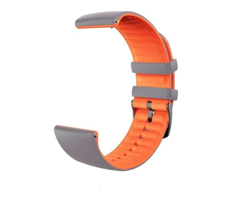 22 MM Grey/Orange Dual Two Color Silicon Watch Band